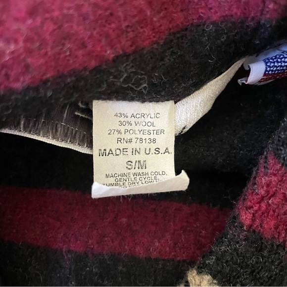 Vermont Country Store Wool Hooded Poncho Jacket Aztec Western Stripe Cabin S/M - Picture 10 of 13